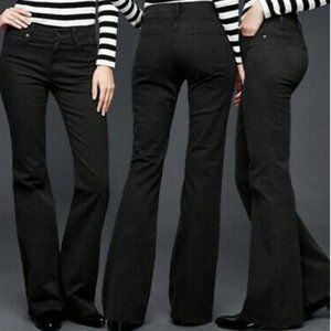 GAP 1969 Women's Jeans 27r Authentic Black Denim Flare Jeans 70s Groovy Western